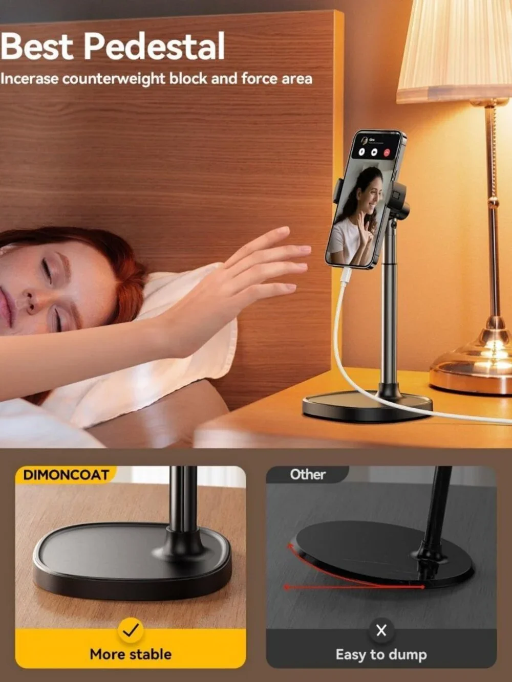 Adjustable Aluminum Phone Stand for Desk, Universal Holder for iPhone & Cell